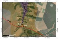 Fig. 1 - Imagem de satélite com a localização do geossítios e perfil do rio Claro a partir da Cachoeira da Fumaça. G-08 (Cachoeira e Canyon da Fumaça); G-09 (Corredeiras da Ponte).